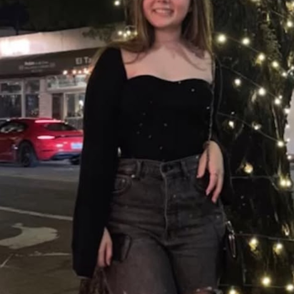 Urban Outfitters Black Ribbed Sweetheart Top M